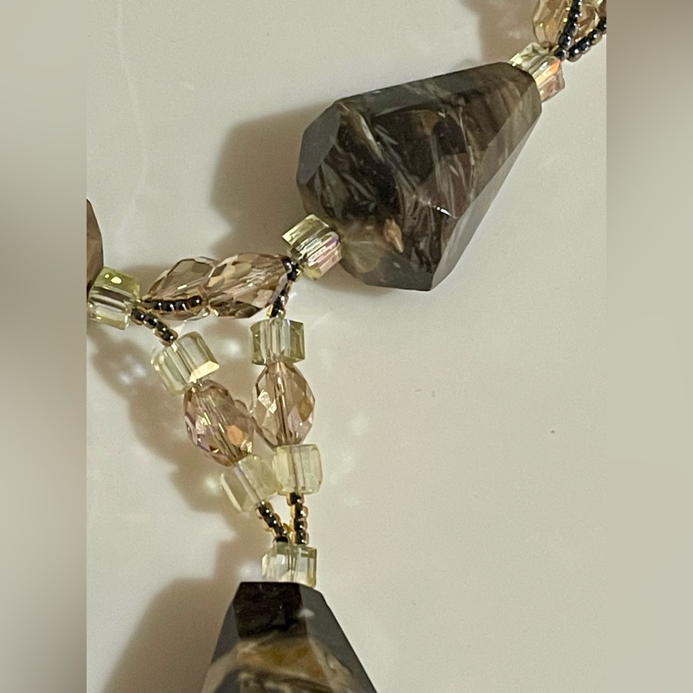 New Solid Stone With Beads Teardrop Necklace - image 7